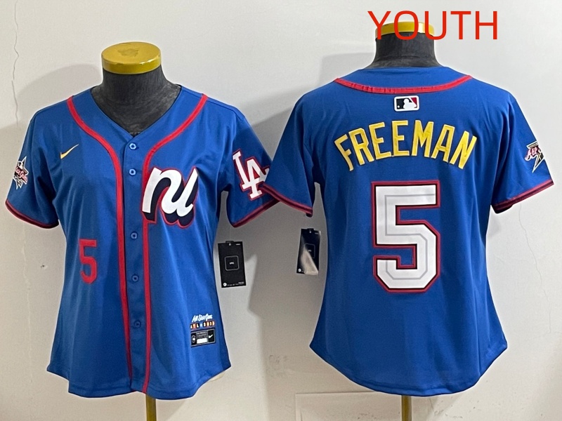 Youth 2025 Los Angeles Dodgers #5 Freeman Blue Nike 2025 MLB All Star Jersey style 016->youth mlb jersey->Youth Jersey